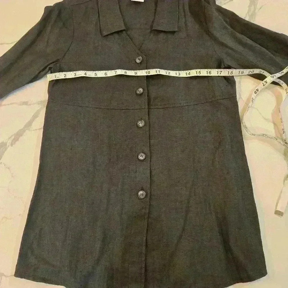 NWT Harve Benard 100% Linen Boho Long Sleeve Button Down Gray Size 4 - Picture 3 of 7